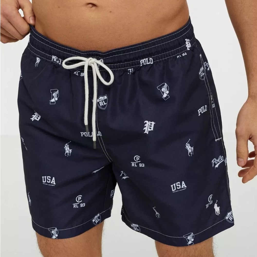 Polo Ralph Lauren Logos Swim trunks RL-93 Navy Blue Men’s Sz Medium
